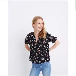 Madewell 100% Silk Ruffled Cuff Top